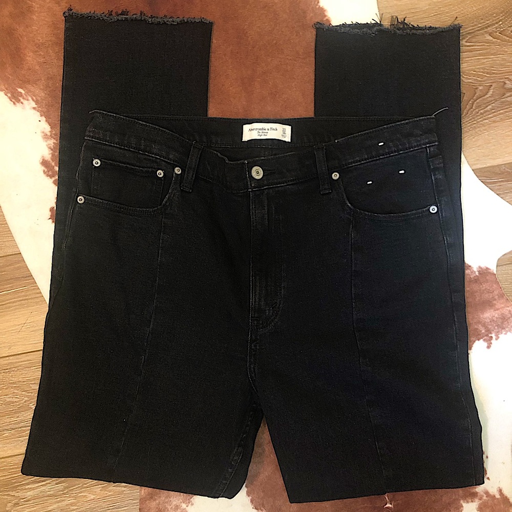 Abercrombie & Fitch skinny high rise split hem black jeans NWOT